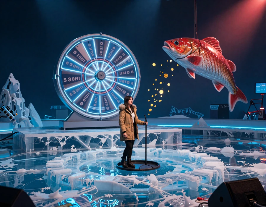 Arktisches Live Studio Ice Fishing Evolution Gaming Moderatorin 53 Segmente Rad