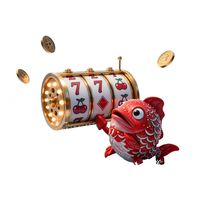 Huge Red Maskottchen zieht goldene Slot-Symbole aus dem Eis Ice Fishing Casino
